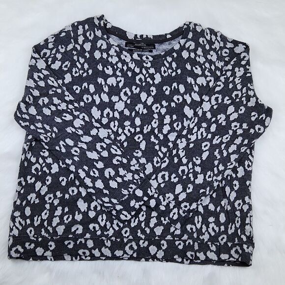 All Saints -556 Yosa Sweatshirt in leopard print‎ Black and grey size 8 Medium - Picture 3 of 6